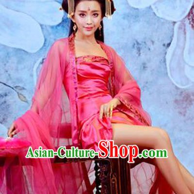 Traditional Ancient Chinese Imperial Emperess Costume, Chinese Tang Dynasty Palace Lady Rose Dress, Cosplay Chinese Imperial Concubine Clothing Sexy Hanfu for Women