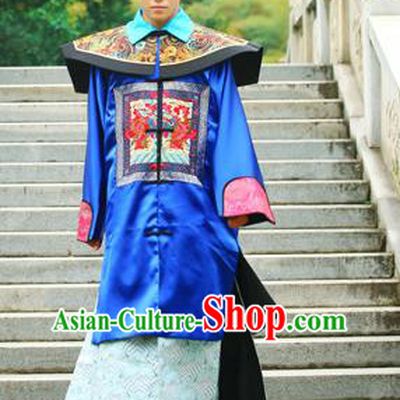 Traditional Ancient Chinese Imperial Emperor Costume, Chinese Qing Dynasty Official Uniforms, Cosplay Chinese Manchu Minister Embroidered Clothing Complete Set for Men