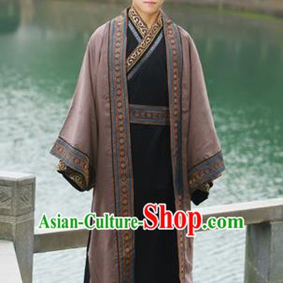 Traditional Ancient Chinese Imperial Emperor Costume, Chinese Han Dynasty Official Uniforms, Cosplay Chinese Minister Teacher Clothing Complete Set for Men