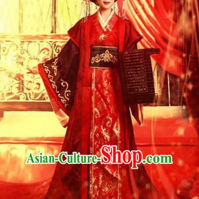 Traditional Ancient Chinese Imperial Emperess Wedding Costume, Chinese Han Dynasty Queen Wedding Dress, Cosplay Chinese Emperess Embroidered Clothing Phoenix Hanfu for Women