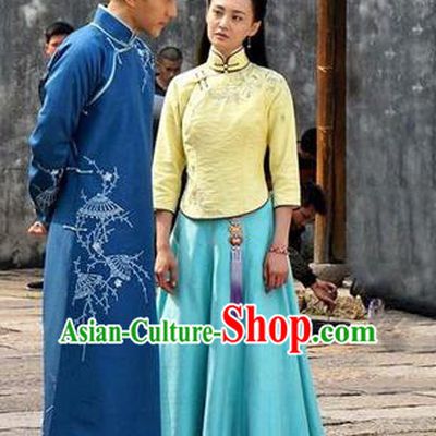 Traditional Ancient Chinese Costume Cheongsam Blouse, Chinese Late Qing Dynasty Female Student Dress, Republic of China Embroidered Clothing for Women
