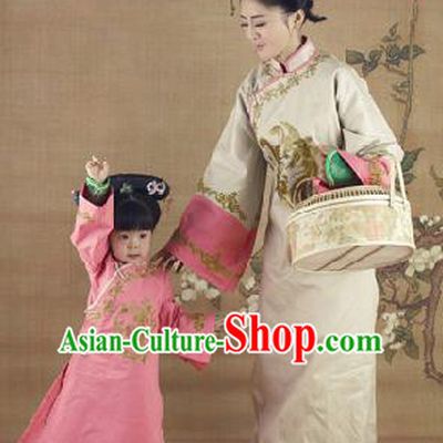 Traditional Ancient Chinese Imperial Princess and Empress Costume, Chinese Qing Dynasty Children and Mother Dress, Chinese Manchu Imperial Lady Clothing for Women