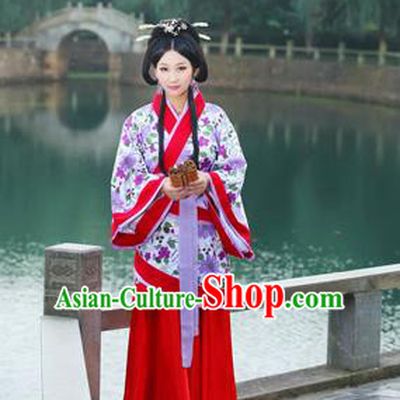 Traditional Ancient Chinese Imperial Emperess Cotton Costume, Chinese Han Dynasty Wedding Dress, Cosplay Chinese Peri Concubine Embroidered Hanfu Clothing for Women