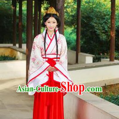 Traditional Ancient Chinese Imperial Emperess Cotton Costume, Chinese Han Dynasty Dress, Cosplay Chinese Peri Concubine Embroidered Hanfu Clothing for Women