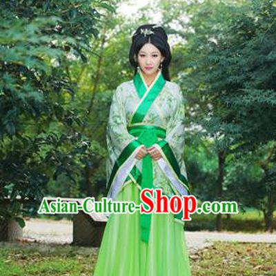 Traditional Ancient Chinese Imperial Emperess Costume, Chinese Han Dynasty Princess Young Lady Dress, Cosplay Chinese Peri Concubine Embroidered Hanfu Clothing for Women