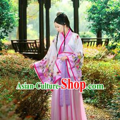 Traditional Ancient Chinese Imperial Emperess Costume, Chinese Han Dynasty Princess Young Lady Chiffon Dress, Cosplay Chinese Peri Concubine Hanfu Clothing for Women