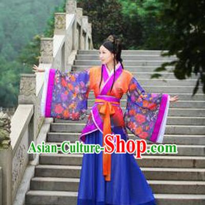 Traditional Ancient Chinese Imperial Emperess Costume, Chinese Han Dynasty Princess Young Lady Chiffon Dress, Cosplay Chinese Peri Concubine Hanfu Clothing for Women