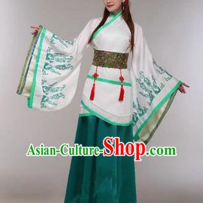 Traditional Ancient Chinese Imperial Emperess Costume, Chinese Han Dynasty Princess Dress, Cosplay Chinese Peri Concubine Embroidered Green Hanfu Clothing for Women