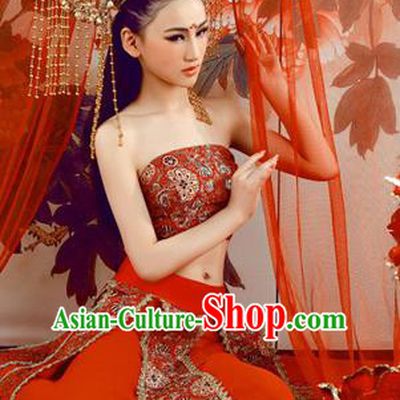 Traditional Ancient Chinese Flying Imperial Consort Costume, Chinese Tang Dynasty Dance Dress, Cosplay Chinese Fairy Imperial Concubine Red Embroidery Clothing Hanfu for Women