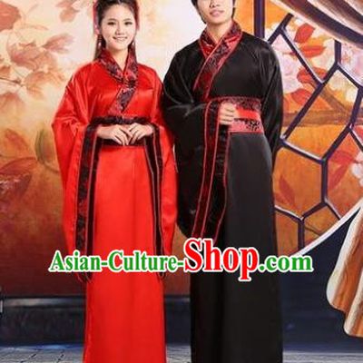 Traditional Ancient Chinese Imperial Emperess and Emperor Costume Complete Set, Chinese Han Dynasty Bride and Bridegroom Wedding Red Dress, Chinese Emperess Emperor Trailing Clothing for Women for Men