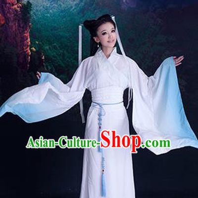 Traditional Ancient Chinese High-Grade Imperial Consort Costume, Chinese Han Dynasty Lady Elegant Dress, Cosplay Chinese Fairy Clothing White Hanfu for Women