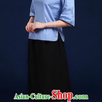 Traditional Chinese Style Modern Dancing Compere Costume, Women Opening Chorus Singing Group Classic Dance May 4th Movement Students Uniforms, Modern Dance Classic Dance Blue Blouse and Skirt for Women