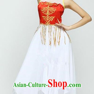 Traditional Chinese Ancient Yangge Fan Dancing Costume, Folk Dance Uniforms, Classic Dance Elegant Dress Drum Dance Clothing for Women