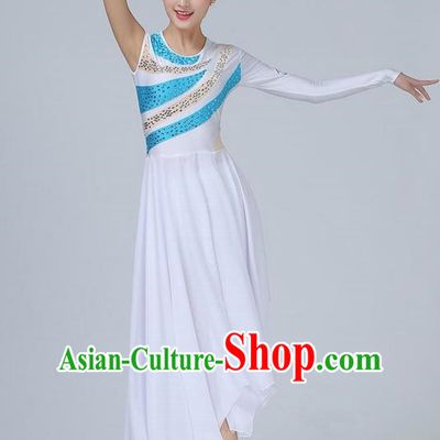 Traditional Modern Dancing Compere Costume, Women Opening Classic Chorus Singing Group Dance Dress, Modern Dance Classic Lotus Dance Paillette Dress for Women