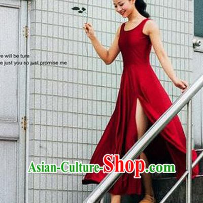 Traditional Modern Dancing Costume, Women Opening Classic Chorus Singing Group Dance Dress, Modern Dance Classic Ballet Dance Red Dress for Women