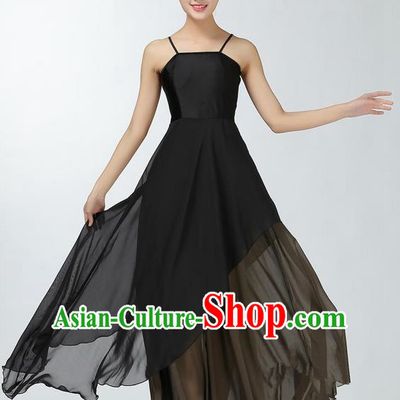 Traditional Modern Dancing Costume, Women Opening Classic Chorus Singing Group Dance Dress, Modern Dance Classic Ballet Dance Black Dress for Women