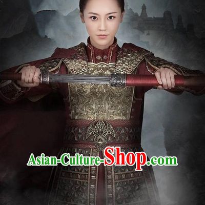 Traditional Ancient Chinese Female General Costume, Elegant Hanfu Western Wei Dynasty Swordsman Clothing, Chinese Northern Dynasties Aristocratic Strategos Corselet Clothing for Women