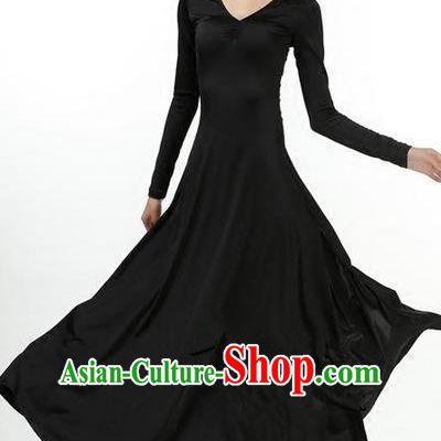 Traditional Modern Dancing Compere Costume, Women Opening Classic Chorus Singing Group Dance Dress, Modern Dance Classic Dance Black Dress for Women