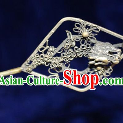 Traditional Chinese Miao Nationality Crafts Jewelry Accessory Hair Accessories, Hmong Handmade Miao Silver Palace Lady Hair Sticks Hair Claw, Miao Ethnic Minority Hair Fascinators Hairpins for Women