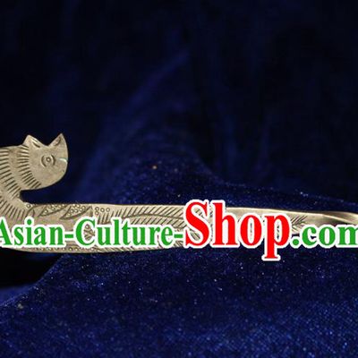 Traditional Chinese Miao Nationality Crafts Jewelry Accessory Classical Hair Accessories, Hmong Handmade Miao Silver Palace Lady Hair Sticks Hair Claw, Miao Ethnic Minority Hair Fascinators Hairpins for Women