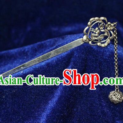 Traditional Chinese Miao Nationality Crafts Jewelry Accessory Classical Hair Accessories, Hmong Handmade Miao Silver Dragon Palace Lady Tassel Hair Sticks Hair Claw, Miao Ethnic Minority Hair Fascinators Hairpins for Women