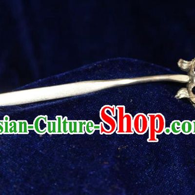 Traditional Chinese Miao Nationality Crafts Jewelry Accessory Hair Accessories, Hmong Handmade Miao Silver Double Fish Palace Lady Hair Sticks Hair Claw, Miao Ethnic Minority Hair Fascinators Hairpins for Women
