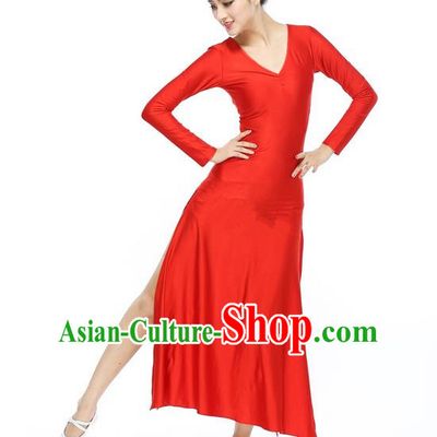 Traditional Modern Dancing Compere Costume, Women Opening Classic Chorus Singing Group Dance Dress, Modern Dance Classic Ballet Dance Red Dress for Women