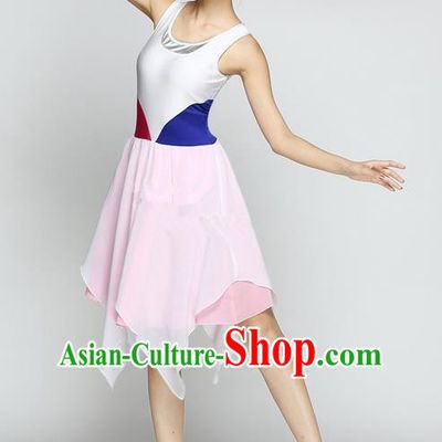 Traditional Modern Dancing Compere Costume, Women Opening Classic Chorus Singing Group Dance Dress, Modern Dance Classic Ballet Dance Blue Dress for Women