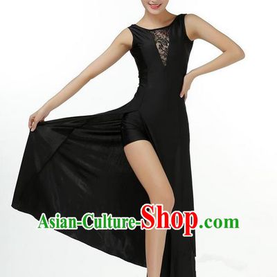 Traditional Modern Dancing Compere Costume, Women Opening Classic Chorus Singing Group Dance Dress, Modern Dance Classic Ballet Dance Black Dress for Women