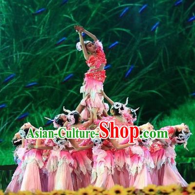 Traditional Chinese Dai Nationality Peacock Dancing Costume, Folk Dance Ethnic Paillette Fishtail Dress Palace Princess Uniform, Chinese Minority Nationality Dancing Pink Clothing for Kids