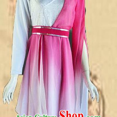 Traditional Chinese Ancient Yangge Fan Dancing Costume, Folk Dance Long Wide Sleeve Uniforms, Classic Flying Dance Elegant Fairy Dress Drum Palace Dance Clothing for Women