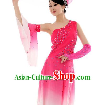 Traditional Chinese Yangge Fan Dancing Costume, Folk Dance Yangko Mandarin Sleeve Blouse and Pants Uniforms, Classic Umbrella Dance Elegant Dress Drum Dance Pink Clothing for Women
