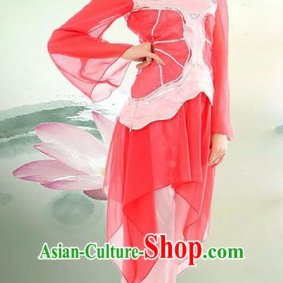 Traditional Chinese Yangge Fan Dancing Costume, Folk Dance Yangko Mandarin Sleeve Blouse and Pants Uniforms, Classic Umbrella Dance Elegant Dress Drum Dance Red Clothing for Women