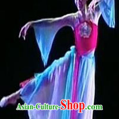 Traditional Chinese Ancient Yangge Fan Dancing Costume, Folk Dance Wide Sleeve Peony Uniforms, Classic Tang Dynasty Flying Dance Elegant Fairy Dress Drum Palace Lady Dance Clothing for Women