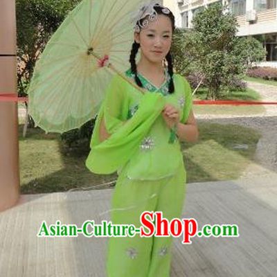 Traditional Chinese Ancient Yangge Fan Dancing Costume, Folk Dance Wide Sleeve Jasmine Uniforms, Classic Flying Dance Elegant Fairy Dress Drum Palace Lady Dance Clothing for Women