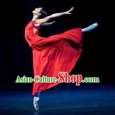 Traditional Modern Dancing Compere Costume, Women Opening Classic Chorus Singing Group Dance Dress, Modern Dance Classic Ballet Dance Red Dress for Women