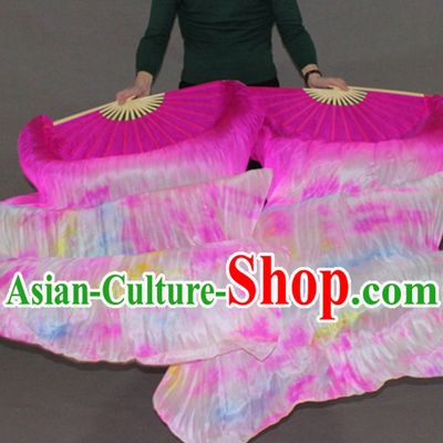 1.8M Belly Dance Fan Bamboo Long Silk Dance Fans Veil Fans