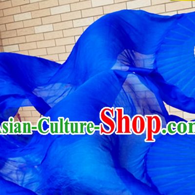 Blue Color Top Pure Silk 1.5 Meter Long Silk Dance Fan Streamer
