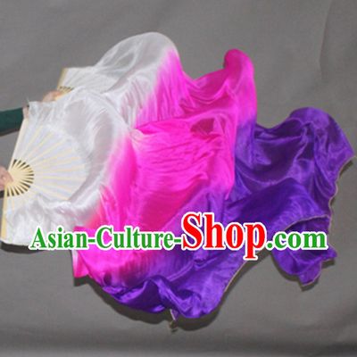 Color Transition Top Pure Silk 1.5 Meter Long Dance Fan Streamer