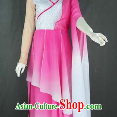 Traditional Chinese Ancient Yangge Fan Dancing Costume, Folk Dance Water Sleeve Uniforms, Classic Tang Dynasty Dance Elegant Fairy Dress Drum Palace Dance Clothing for Women