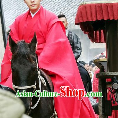 Traditional Ancient Chinese Nobility Childe Wedding Costume, Elegant Hanfu Western Wei Dynasty Imperial Prince Red Clothing, Chinese Northern Dynasties Swordsman Clothing for Men