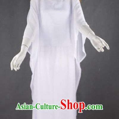Traditional Modern Dancing Compere Costume, Women Opening Classic Chorus Singing Group Dance Dress, Modern Dance Classic Ballet Dance White Big Swing Dress for Women