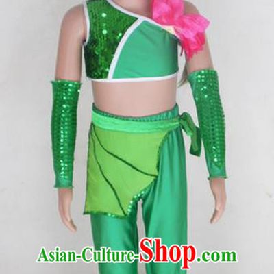 Traditional Chinese Yangge Fan Dancing Costume, Children Folk Dance Yangko Uniforms, Classic Lotus Dance Elegant Dress Drum Dance Clothing for Kids