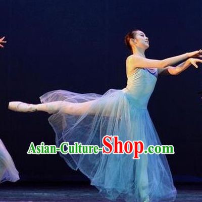 Traditional Modern Dancing Compere Costume, Female Opening Classic Chorus Singing Group Dance Blue Bell Dress Tu Tu Dancewear, Modern Dance Classic Ballet Dance Elegant Dress for Women