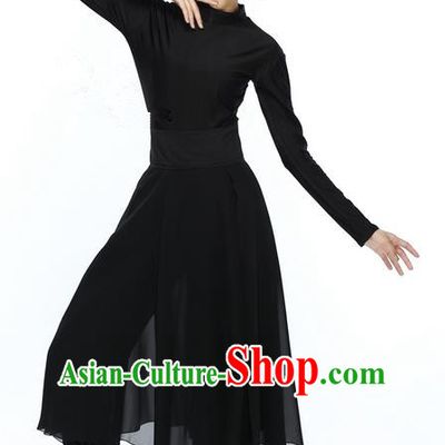 Traditional Modern Dancing Compere Costume, Female Opening Classic Chorus Singing Group Dance Black Blouse and Pants Dancewear, Modern Dance Dress Classic Ballet Dance Elegant Clothing for Women