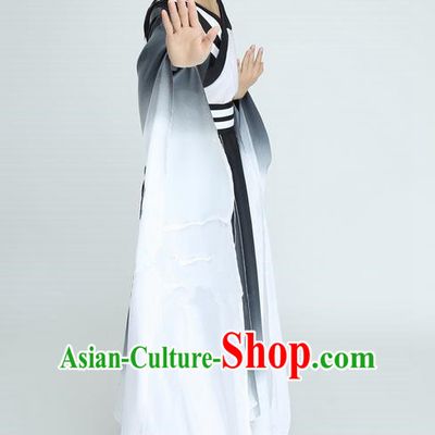 Traditional Chinese Ancient Water Sleeve Costume, Folk Dance Drun Dance Kung fu Ink Painting Performance Uniforms, Classic Dance Martial Art Elegant Clothing for Men