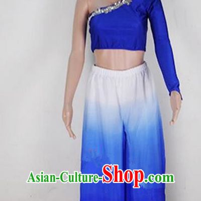 Traditional Modern Dancing Costume, Female Opening Classic Chorus Singing Group Dance Blue Dress Performance Dancewear, Modern Dance Dress Classic Latin Dance Elegant Clothing for Women