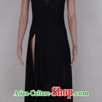 Traditional Modern Dancing Costume, Female Opening Classic Chorus Singing Group Dance Black Dress Performance Backless Dancewear, Modern Dance Dress Classic Ballet Dance Elegant Clothing for Women