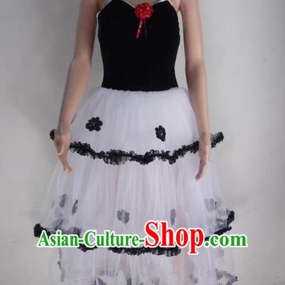 Traditional Modern Dancing Costume, Children Opening Classic Chorus Singing Group Dance Bell Dress, Modern Dance Classic Ballet Dance Veil Dress for Kids