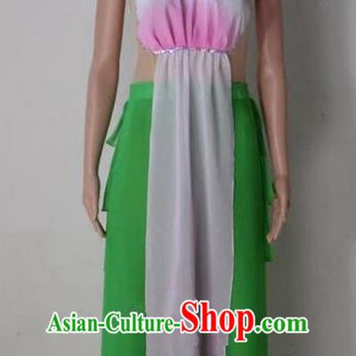 Traditional Chinese Yangge Fan Dancing Costume, Folk Dance Yangko Mandarin Collar Uniforms, Classic Umbrella Lotus Dance Elegant Dress Drum Dance Green Clothing for Women